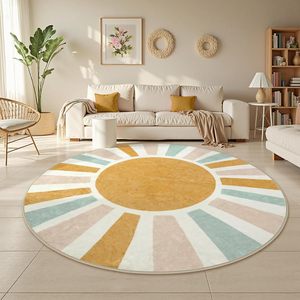 Alfombra Bohemia grande de 6 pies, estilo costero Floral, con mechones, antideslizante, suave, circular, para guardería, sala de estar, lavable, bohemio para adolescentes - Product Image 2