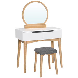 Juego de mesa de <span class=keywords><strong>tocador</strong></span> de madera blanca con 2 cajones <span class=keywords><strong>Taburete</strong></span> acolchado con espejo <span class=keywords><strong>para</strong></span> niñas Muebles de <span class=keywords><strong>tocador</strong></span> de dormitorio Estilo MDF - Product Image 1
