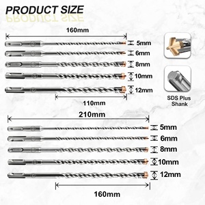 Brocas de Martillo Rotatorio SDS de 4 Filos, Material 40Cr, Longitud de 160mm/210mm para Perforación de Mampostería en Paredes de Hormigón y Ladrillo - Product Image 3