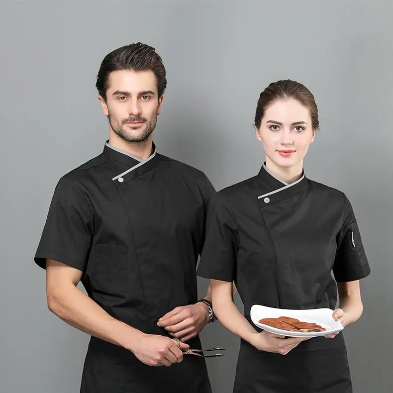 مخصص مطعم فندق الرجال والنساء مطبخ مجهز سترة قماش أبيض طويل الأكمام معطف الطاهي الايطالية الشيف موحدة