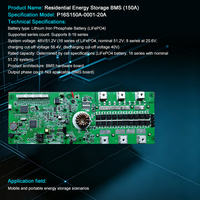 BMS LiFePO4 16S haute efficacité 150A pour système de stockage d'énergie domestique 48V, carte de protection de batterie au lithium avec équilibrage actif