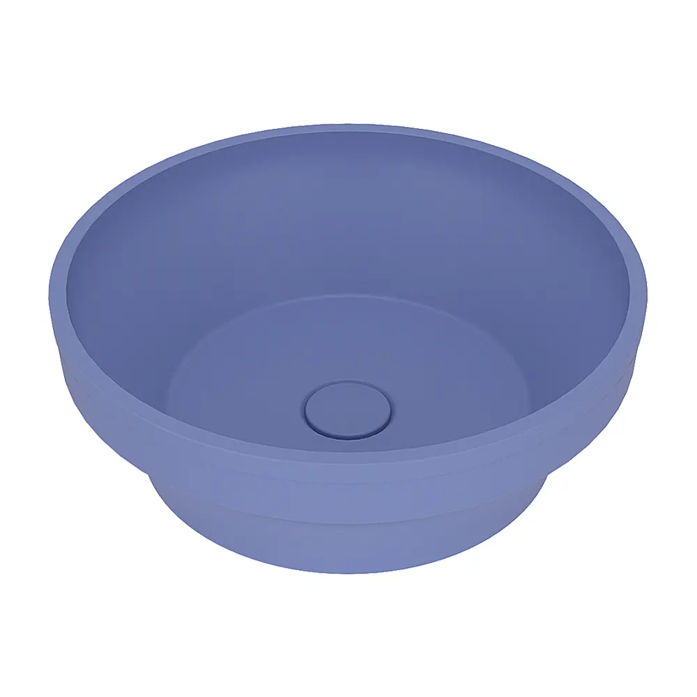 OEM évier en béton cUPC assez spacieux lavabo de salle de bain style lavabo couleur unie rond bleu lavabo de salle de bain