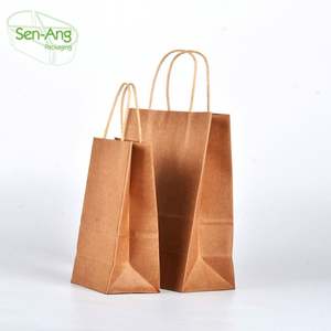 Sac en papier kraft brun écologique avec poignée, design populaire SenAng, fenêtre en bois, impression personnalisée, cadeau de fête de Noël, fournisseur chinois - Product Image 1