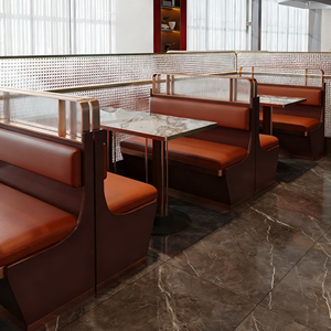 Ensemble table et chaises en fer forgé haut de gamme, style luxe léger, pour restaurant occidental décontracté, canapés de banquette, bar, café et restaurant de fondue en libre-service - Product Image 2