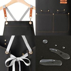 Tablier en toile à bretelles croisées, imprimé mode, spécial supermarché et jardinage, imperméable et résistant aux taches - Product Image 2