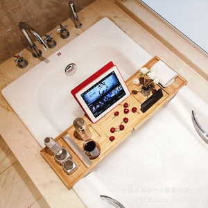 Support de baignoire télescopique en bambou avec support pour tablette et téléphone pour la relaxation - Product Image 2