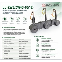 Transformateur de courant de protection zéro-sequence LJ-ZW3-10 / ZW43-10 / ZW43-12 10kV 12kV 5P10 CT multi-ratios