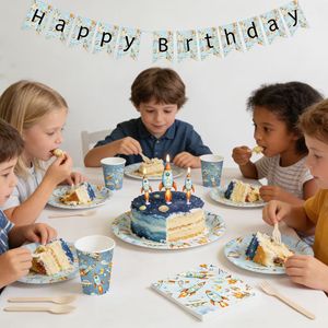 DAMAI - Vajilla para Fiestas Infantiles con Temática de Cohetes, Incluye Platos, Vasos y Servilletas de Papel, para 8 Personas - Product Image 2