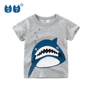 Wholesale Children Brand Design Boutique Grey Shark T Shirt Clothing For Boys