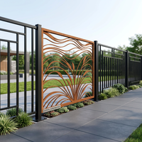 Grand panneau décoratif extérieur en aluminium découpé au laser style Art Déco, motif géométrique, noir, pour jardin, écran de séparation, clôture de protection