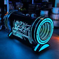 Conception de logo personnalisé, cabine DJ avec éclairage LED, table de DJ portable de haute qualité pour bar, club