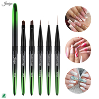 Ensemble de pinceaux pour nail art Pro Manicure, manche en métal vert dégradé, poils en nylon, pinceau liner pour une perfection de l'art des ongles