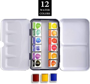 Juego de pintura de acuarela sólida profesional de 12 24 36 48 colores con caja portátil para pintura artesanal DIY - Product Image 6