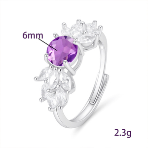 8 Dainty 6mm Round Cut <b>Garnet</b> Natural Stone Adjustable <b>Rings</b> 925 Silver Elegant Womens Feather Boho Jewelry For Girls - Product Image 6