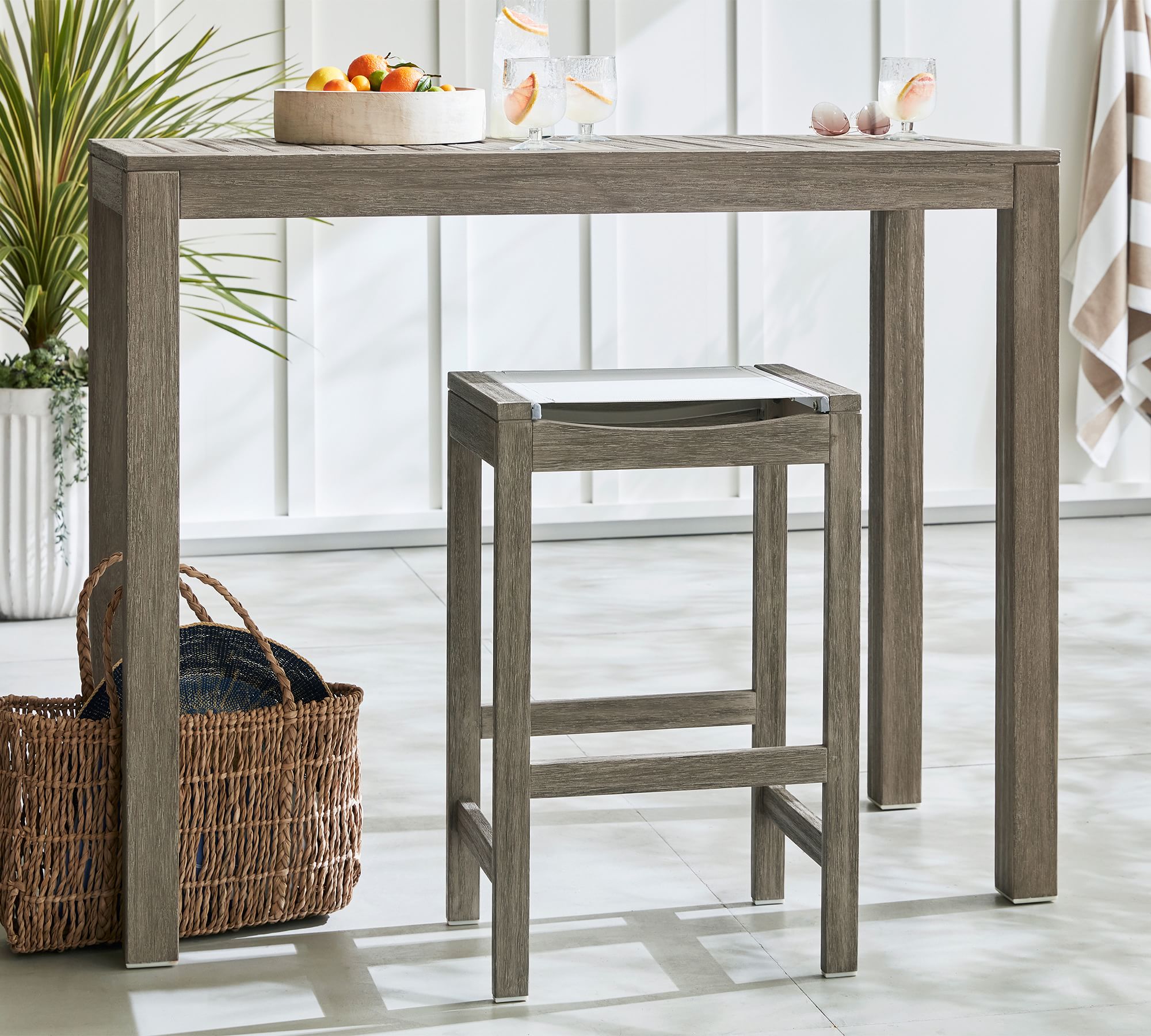 Simplistic  Compact Profile Outdoor and Indoor Furniture Bar and Counter Wood Stools