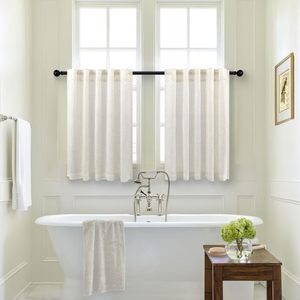 Rideaux <span class=keywords><strong>de</strong></span> cuisine en lin blanc texturé, style ferme, style café, à volants, à œillets, à poche <span class=keywords><strong>pour</strong></span> tringle, rideaux courts <span class=keywords><strong>pour</strong></span> <span class=keywords><strong>fenêtre</strong></span> <span class=keywords><strong>de</strong></span> <span class=keywords><strong>salle</strong></span> <span class=keywords><strong>de</strong></span> <span class=keywords><strong>bain</strong></span>, rideaux courts - Product Image 2