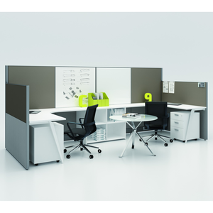 Scrivania da Ufficio Modulare <span class=keywords><strong>Estensibile</strong></span> in Alluminio Moderno, Spessore 45mm, Cubicoli Convertibili da 2 a 8 Posti, Postazione di Lavoro per Banche, Tavolo da Ufficio con Partizioni - Product Image 2