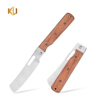 Couteau pliant traditionnel OEM avec manche en bois de rose sculpté, pratique et portable, pour la survie en extérieur