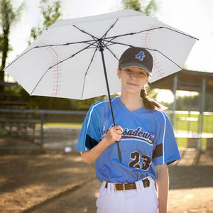 Parapluie compact personnalisé avec motif de baseball, logo de marque, parapluie pliable à 3 sections, design de baseball - Product Image 6