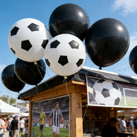 20 ballons de football en latex - Noir et blanc, imprimés UV, durables et recyclables pour les décorations de fête de remise des diplômes, d'anniversaire et d'événements sportifs