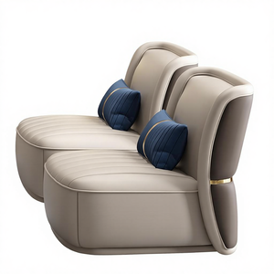 أريكة جلدية فاخرة بتصميم أوروبي حديث لغرفة المعيشة، طقم أثاث مودولار من الجلد الأصلي بثلاثة مقاعد - Product Image 6