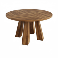 Table Ronde en Bois pour la Maison, l'Hôtel, le Restaurant, Table de Cuisine Commerciale Rétro avec Base Robuste pour 4-6 Personnes, Table à Dîner Circulaire