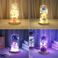 Rose Romantique Galaxie en Or 24K sous Dôme Acrylique avec Lumière LED et Boîte Cadeau pour Mariage Saint-Valentin Fête des Mères