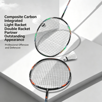 Raqueta de Bádminton Ligera 4U de Grafito de Carbono 100% Avanzado con Empuñadura de PU, Marco Aerodinámico y Junta en T Integrada para Juego Competitivo