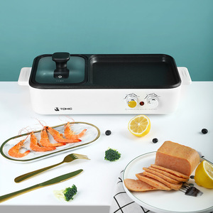 Tomic Hot <b>Pot</b> Grill Combo Non-Stick Pan Smokeless Indoor Multi-Functional Cooking Machine With Knob Control - Product Image 1