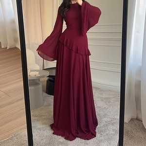 Vestido Largo de Fiesta para Mujer, Manga Larga, con Detalle de Volantes, Estilo Formal, Corte en A, Vestido de Noche, Vestidos de Moda - Product Image 2