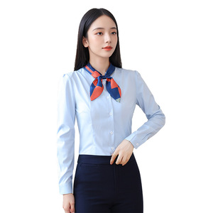 Women's Long Sleeve Shirt Solid Color Bow Tie <b>Work</b> Blouse Polyester Fabric Broadcloth Fit For Office Wear - Product Image 5