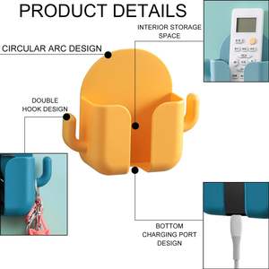 Version améliorée, matériau épaissi, support mural ABS sans perçage à 1 niveau avec porte-cintres - Product Image 4