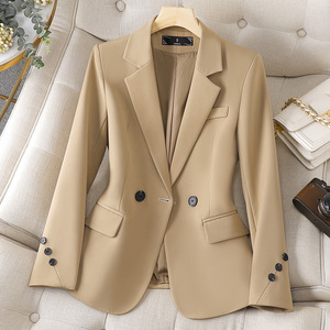 White Women's Blazer Jacket Slim Fit Solid Color Polyester Anti-Wrinkle Spring Autumn Style - Product Image 3