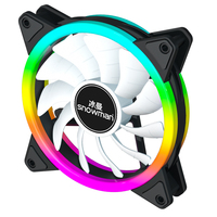 Ventilateur de boîtier PC SNOWMAN EF120-ARGB-BK 120mm Noir ARGB 45CFM avec Halo extérieur, PWM, roulement hydraulique, synchronisation 5V 3 broches, vente en gros