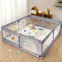 Parc Bébé Intérieur/Extérieur Grande Taille Certifié CE CPC avec Tapis en Mousse et Balles Océan Écologiques pour Chambre à Coucher Salon