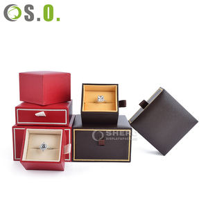 Imitation PU Leather Surprise <b>Ring</b> Box Earring <b>Boxes</b> and Packaging Customized Logo Service Elegant Wedding Gifts - Product Image 2