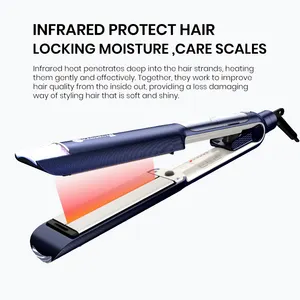 Lisseur à cheveux professionnel à vapeur infrarouge Plaque large PTC Céramique Planchas Para Cabello Marque Privée Électrique LED Fer plat