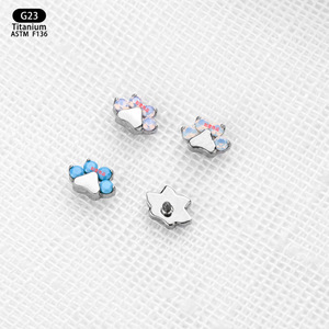 <span class=keywords><strong>Piercing</strong></span> pour l'oreille en forme de patte de chat F136 en alliage de titane avec incrustation de zircon pour <span class=keywords><strong>piercing</strong></span> du pont de l'oreille - Product Image 2
