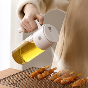 Distributeur d'huile 2-en-1 de 550 ml avec pulvérisateur pour la cuisine – Bouteille en verre pour huile et vaporisateur – Gadgets de cuisine - Product Image 6