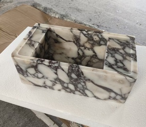 <span class=keywords><strong>Lavabo</strong></span> <span class=keywords><strong>de</strong></span> Baño Moderno y Lujoso, Ligero, <span class=keywords><strong>de</strong></span> una Sola Pieza, Rectangular con Bordes Redondeados, en Mármol Calacatta Viola - Product Image 6