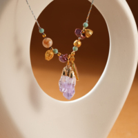 Collier chaîne en alliage plaqué argent/or TANGPEI, pendentif lettre d'amour brume violette, motif lotus, design tendance
