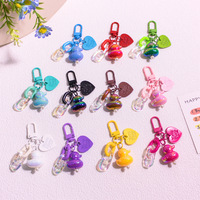 Porte-clés Mini Canard Brillant en Strass, Breloque de Sac en Résine, Pendentif Cœur pour Téléphone, Cadeau Adorable pour Amateurs d'Animaux, Anneau de Clés Canard