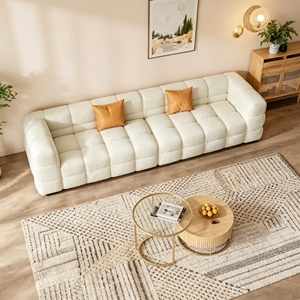 Modern Tufted Boucle 3-Seater <b>Sofa</b> With Padded Arms And Metal <b>Legs</b> Living Room Sectional Furniture - Product Image 5