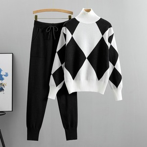 Ensemble pull col rond et pantalon à cordon Lazywind pour femme, style Y2K, coupe ample, manches longues, tricoté, pour l'automne, 180g - Product Image 5