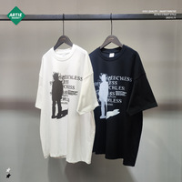 2026 Lente Zomer Nieuwe 230G Katoenen Creatieve Mensfiguur Digitale Print Losse Korte Mouw T-Shirt Groothandel