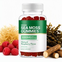 Gomitas Veganas de Musgo Marino 3000mg Sabor Frambuesa con Alga Marina y Raíz de Bardana, Sin OMG, Certificación GMP, Venta al por Mayor, OEM, ODM, Marca Privada