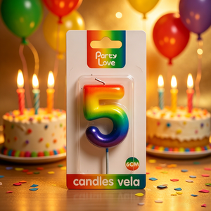 Candela Numero 5 per Feste, 6 Cm, Colori Arcobaleno, Candele per Compleanno - Product Image 6