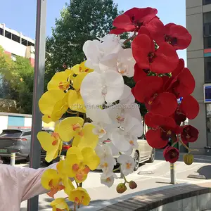 TCF יחיד גזע סיטונאי אמיתי מגע לבן סחלב פרחים מלאכותיים Phalaenopsis סחלבים אדומים לחתונה דקור
