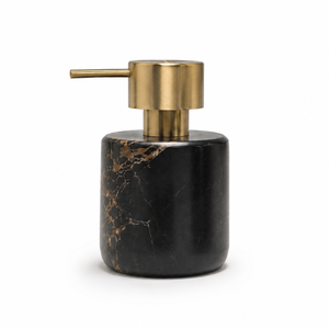 Juego de Accesorios de Baño de Mármol Portoro, Dispensador de Jabón de Piedra Natural Negra y Dorada, Accesorios de Baño Negros y Dorados - Product Image 3