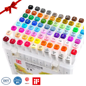 Set di <span class=keywords><strong>Pennarelli</strong></span> STA Marker 48 60 80 Colori a Doppia Punta per Disegno Artistico Penne <span class=keywords><strong>ad</strong></span> <span class=keywords><strong>Alcool</strong></span> con Punta a Pennello Colori Non Tossici per Regalo di Natale - Product Image 1